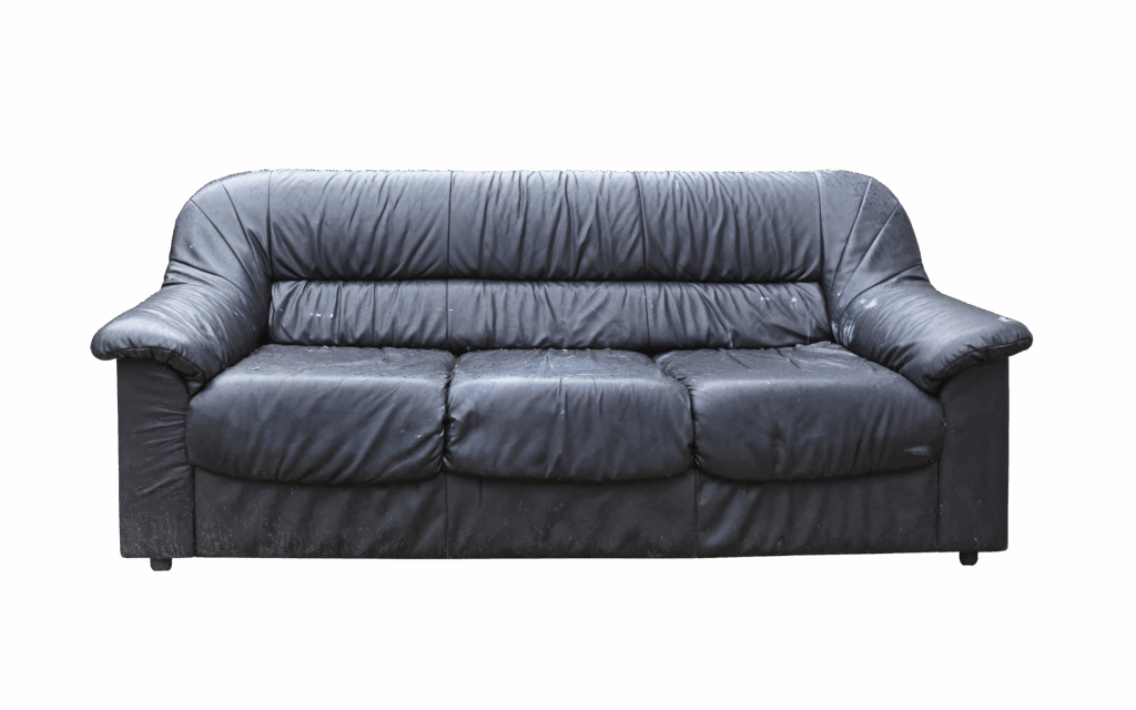 Black leather couch – old furniture removal and disposal service